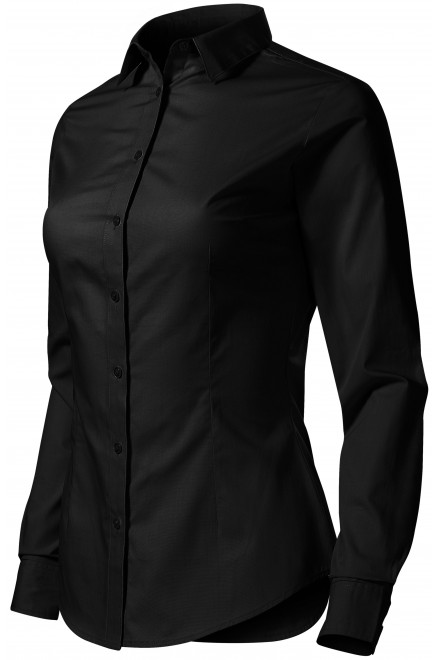 Bawełniana bluzka damska z długim rękawem, czarny