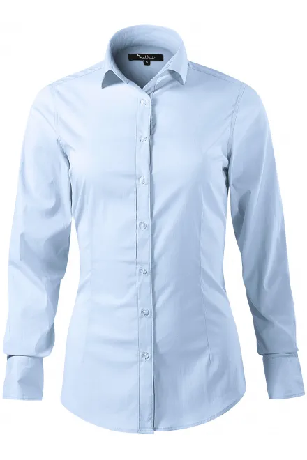 Bluzka damska z długim rękawem slim fit - jasny niebieski, M