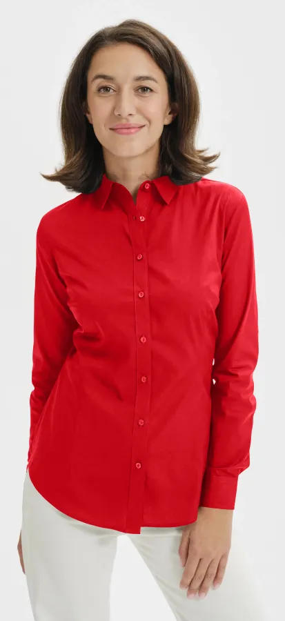 Bawełniana bluzka damska z długim rękawem, czerwony Bawełniana bluzka damska z długim rękawem, czerwony