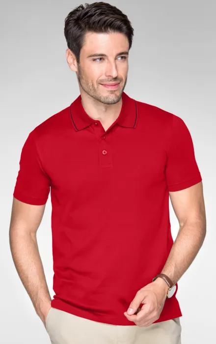 Męska elegancka merceryzowana koszulka polo, formula red