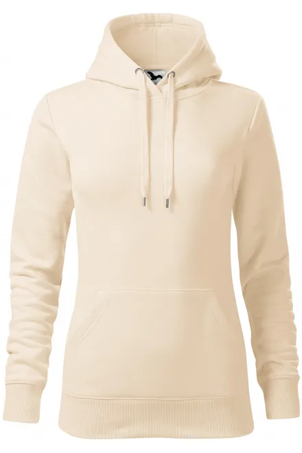 Damska bluza z kapturem bez zamka - migdałowy, M