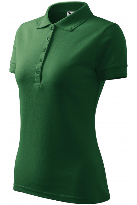 Damska elegancka koszulka polo, butelkowa zieleń, damskie koszulki polo