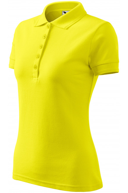 Damska elegancka koszulka polo, cytrynowo żółty, damskie koszulki polo