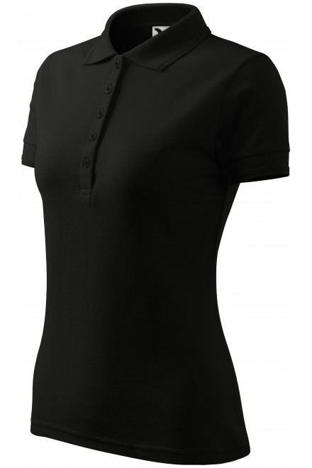 Damska elegancka koszulka polo, czarny, koszulki damskie