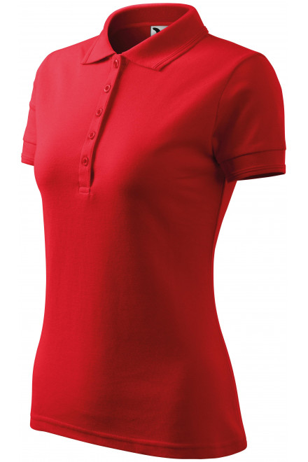 Damska elegancka koszulka polo, czerwony, koszulki damskie