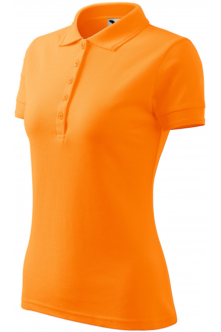 Damska elegancka koszulka polo, mandarynka, koszulki do nadruku