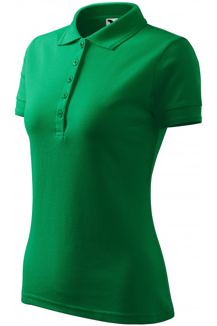 Damska elegancka koszulka polo, zielona trawa, koszulki damskie