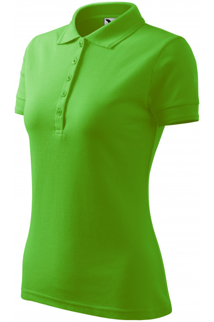 Damska elegancka koszulka polo, zielone jabłko, zwykłe t-shirty