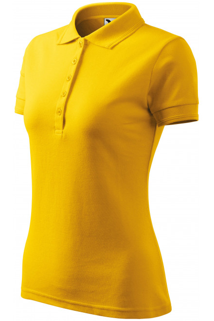 Damska elegancka koszulka polo, żółty, damskie koszulki polo