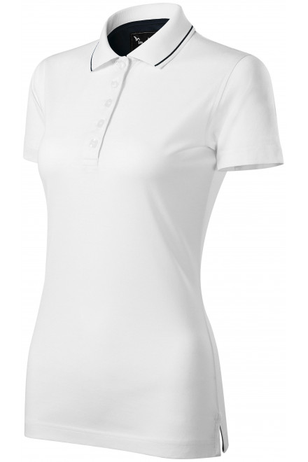 Damska elegancka merceryzowana koszulka polo, biały