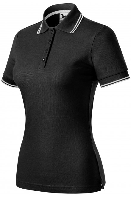 Damska klasyczna koszulka polo, czarny, koszulki damskie