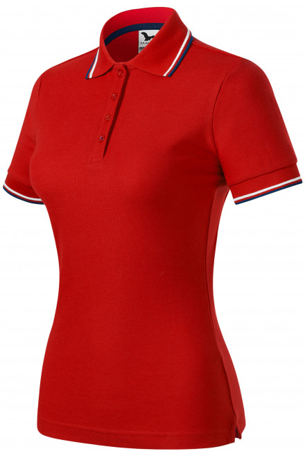 Damska klasyczna koszulka polo, czerwony, koszulki bez nadruku