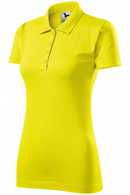 Damska koszulka polo slim fit, cytrynowo żółty, damskie koszulki polo