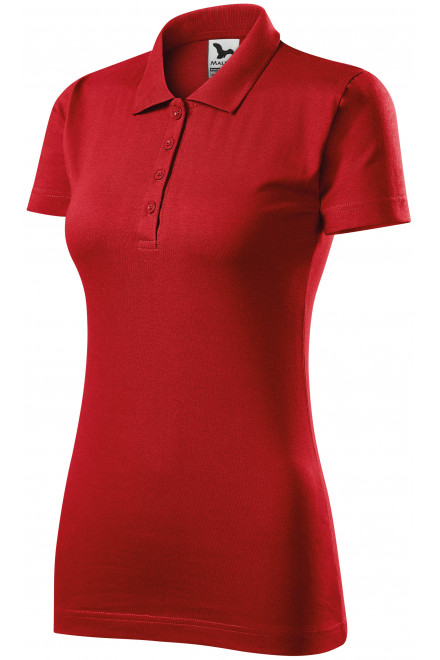 Damska koszulka polo slim fit, czerwony, damskie koszulki polo