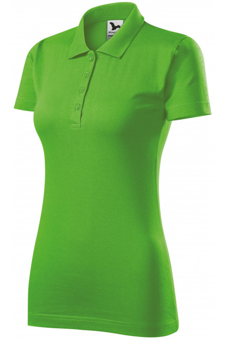 Damska koszulka polo slim fit, zielone jabłko, koszulki polo