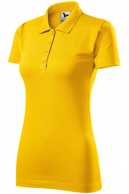 Damska koszulka polo slim fit, żółty, damskie koszulki polo