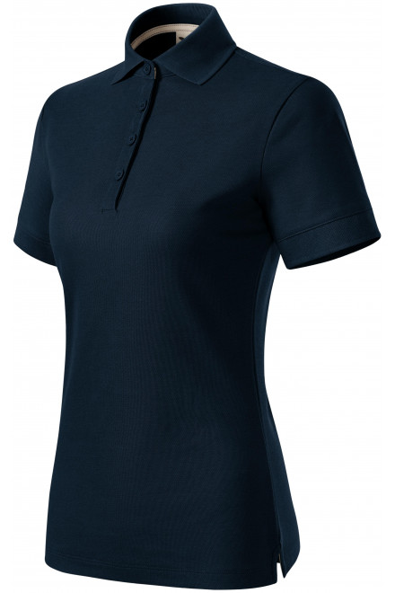 Damska koszulka polo z bawełny organicznej, ciemny niebieski, koszulki do nadruku
