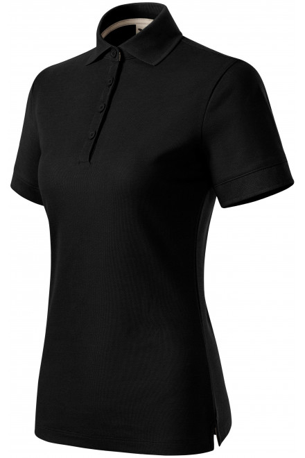 Damska koszulka polo z bawełny organicznej, czarny, koszulki damskie