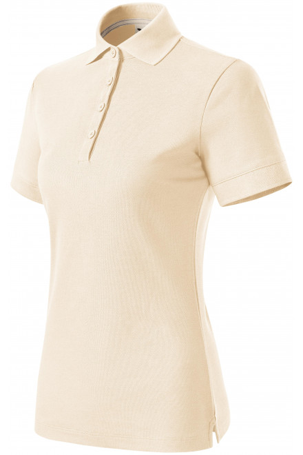 Damska koszulka polo z bawełny organicznej, migdałowy, koszulki bez nadruku