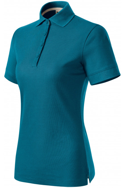 Damska koszulka polo z bawełny organicznej, petrol blue, koszulki damskie