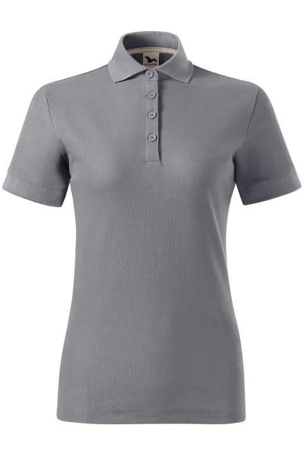 Damska koszulka polo z bawełny organicznej - stare srebro, 2XL