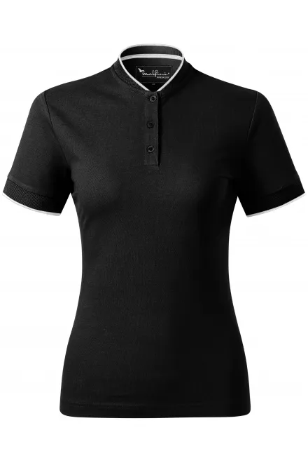 Damska koszulka polo z kołnierzykiem typu bomber - czarny, L