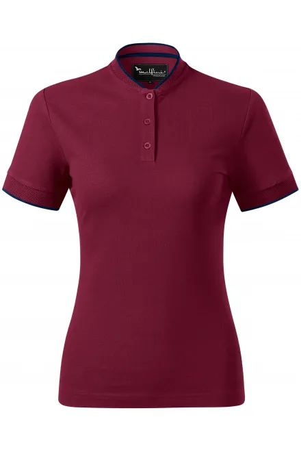 Damska koszulka polo z kołnierzykiem typu bomber - garnet, L