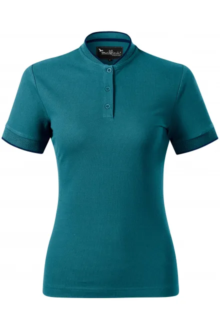 Damska koszulka polo z kołnierzykiem typu bomber - petrol blue, L