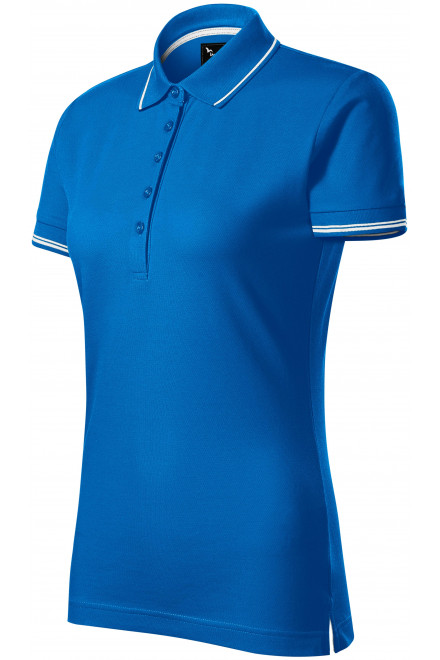 Damska koszulka polo z krótkim rękawem, niebieski ocean, bawełniane koszulki
