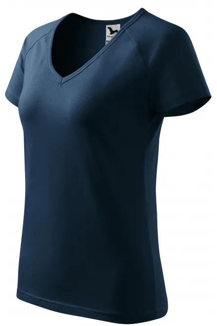 Damska koszulka slim fit z raglanowym rękawem, ciemny niebieski