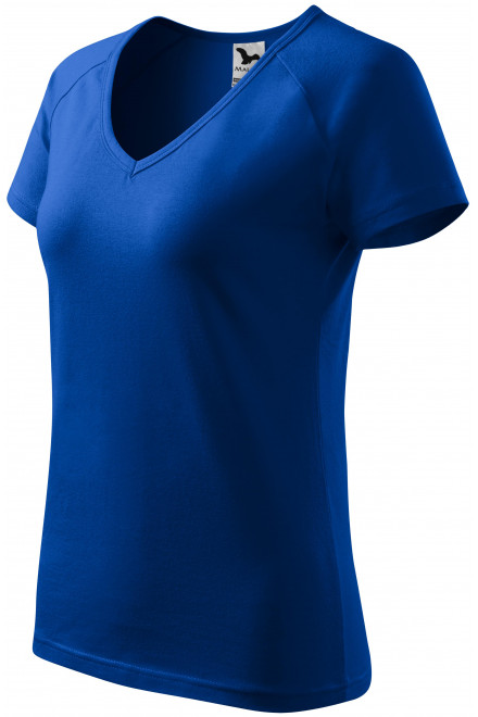 Damska koszulka slim fit z raglanowym rękawem, królewski niebieski, bawełniane koszulki