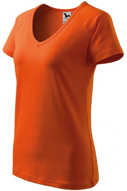 Damska koszulka slim fit z raglanowym rękawem, pomarańczowy, krótkie koszulki