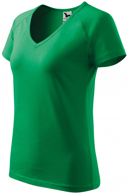 Damska koszulka slim fit z raglanowym rękawem, zielona trawa, koszulki damskie