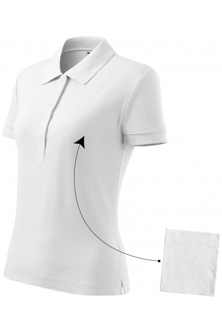 Damska prosta koszulka polo, biały, damskie koszulki polo