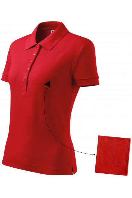 Damska prosta koszulka polo, czerwony, koszulki bez nadruku