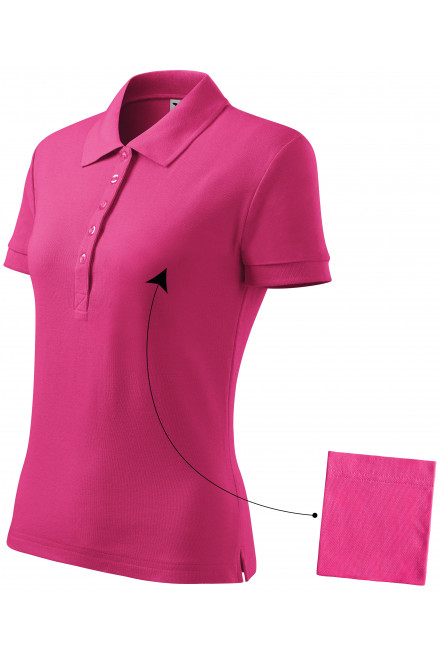 Damska prosta koszulka polo, purpurowy, koszulki damskie