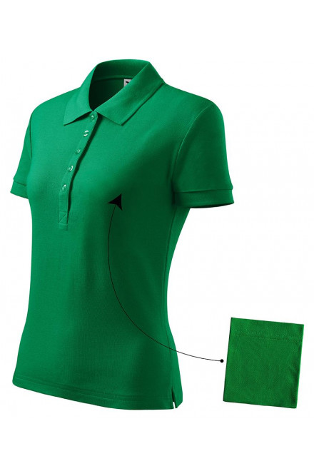 Damska prosta koszulka polo, zielona trawa, koszulki do nadruku
