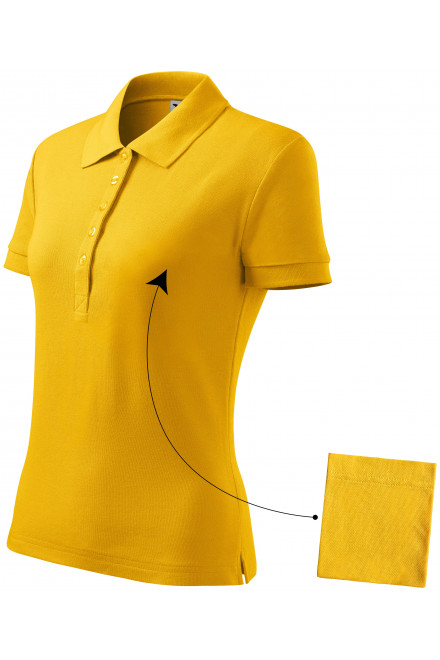 Damska prosta koszulka polo, żółty, bawełniane koszulki