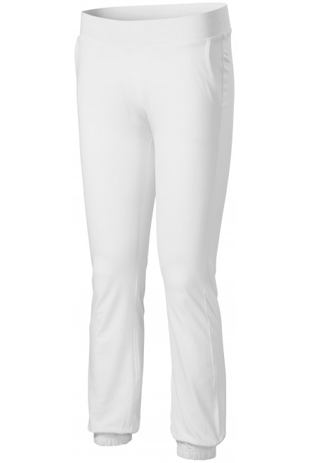 Damskie spodnie dresowe z kieszeniami, biały, spodnie dresowe