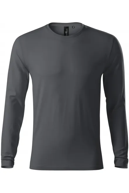 Dopasowana koszulka męska z długim rękawem - jasnoszary, L