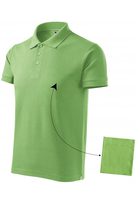 Elegancka męska koszulka polo, zielony groszek, koszulki bez nadruku