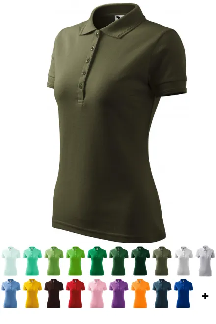 Damska elegancka koszulka polo, military