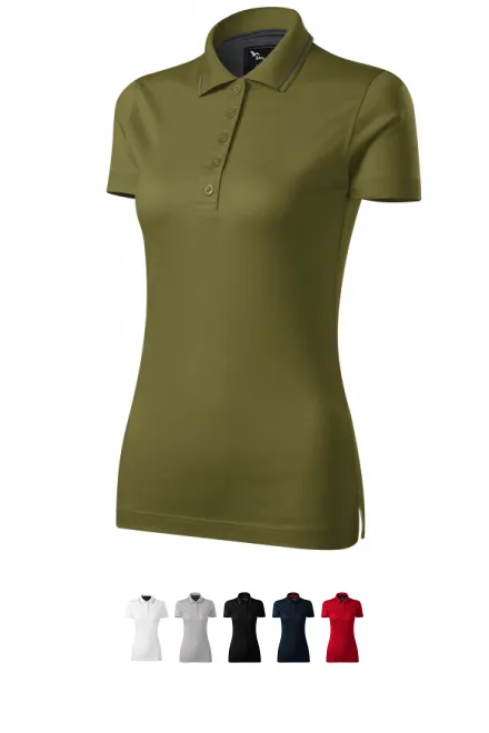 Damska elegancka merceryzowana koszulka polo, awokado
