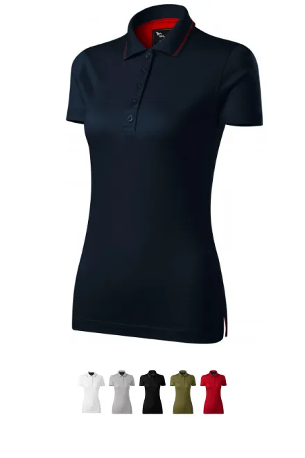 Damska elegancka merceryzowana koszulka polo, ciemny niebieski