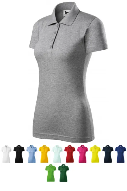 Damska koszulka polo slim fit, ciemnoszary marmur