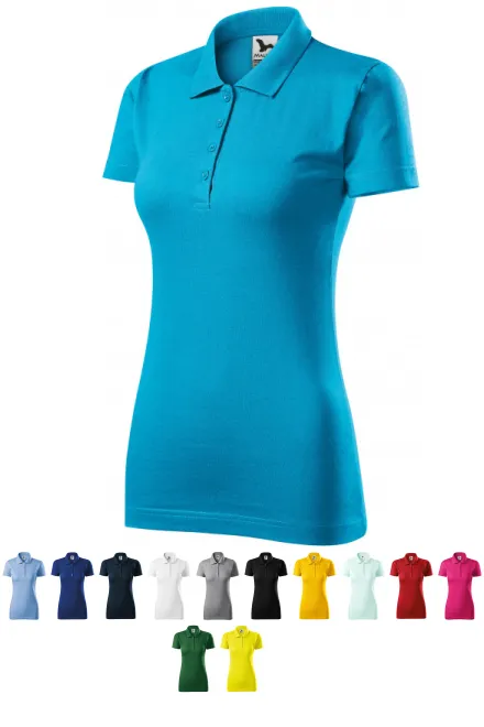 Damska koszulka polo slim fit, turkus
