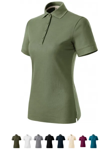 Damska koszulka polo z bawełny organicznej, khaki