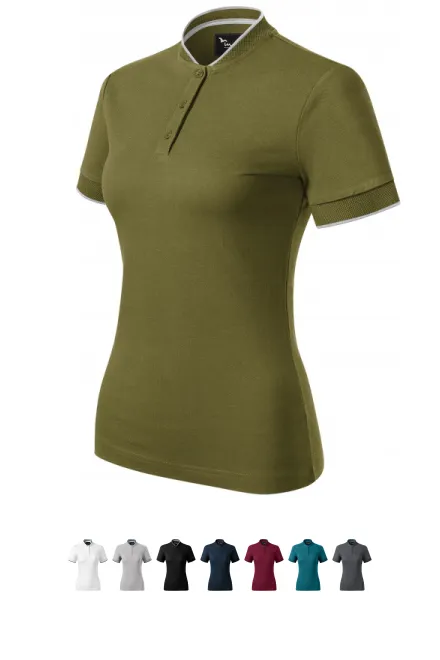 Damska koszulka polo z kołnierzykiem typu bomber, awokado