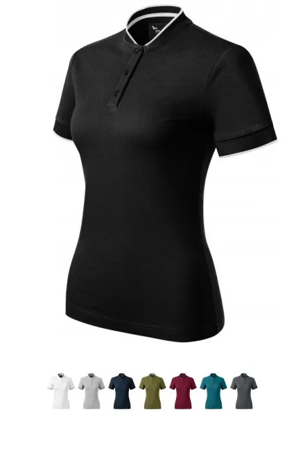 Damska koszulka polo z kołnierzykiem typu bomber, czarny