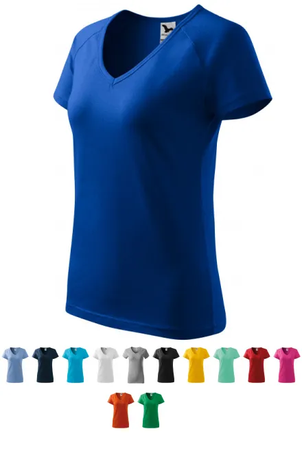 Damska koszulka slim fit z raglanowym rękawem, królewski niebieski